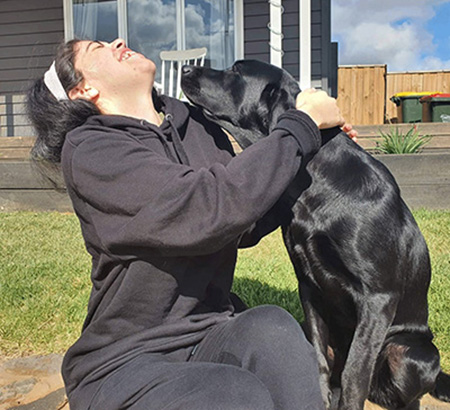 Willow participating in some animal assisted therapy