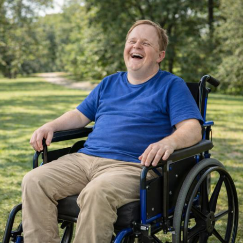 man sitting in wheelchair